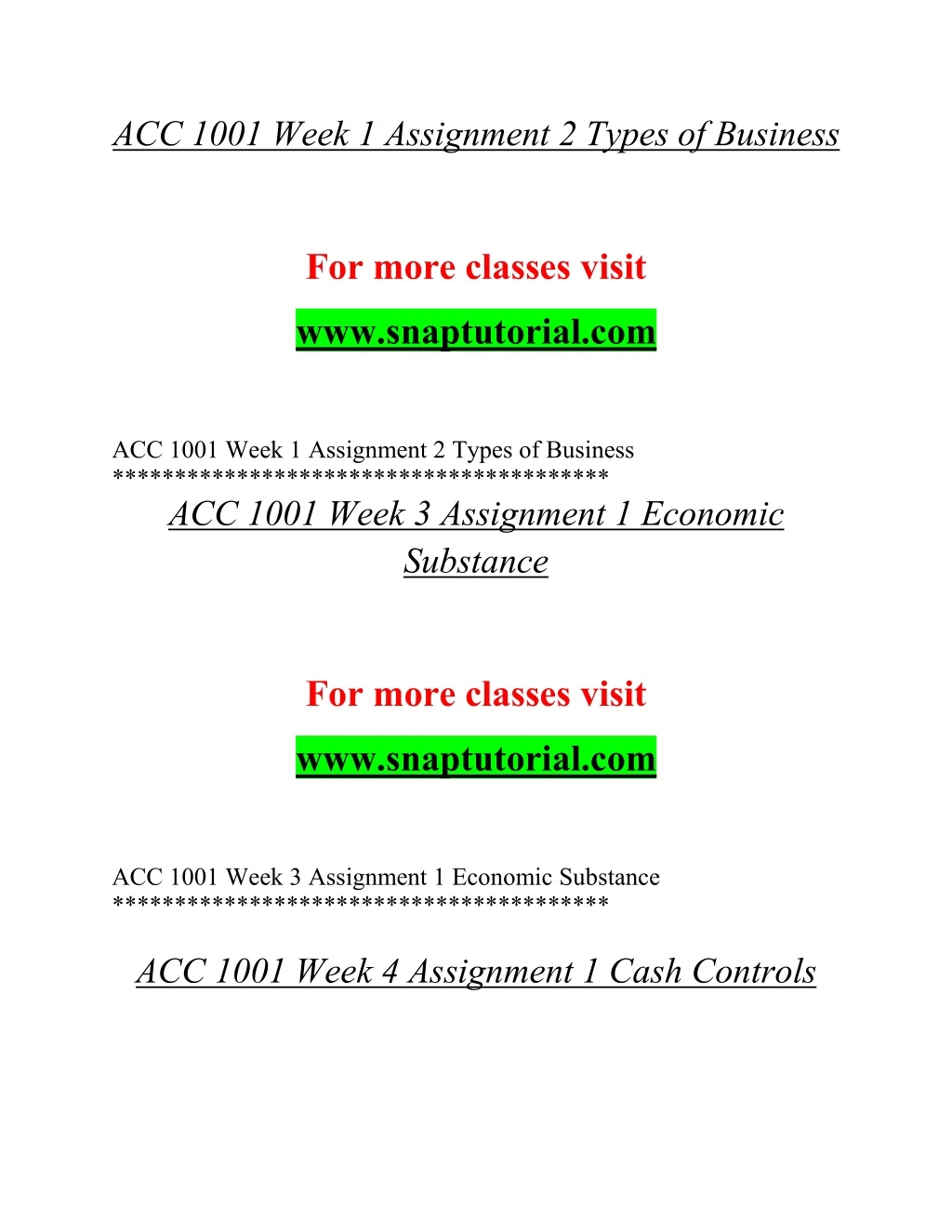 acc 1001 week 1 assignment 2 types of business