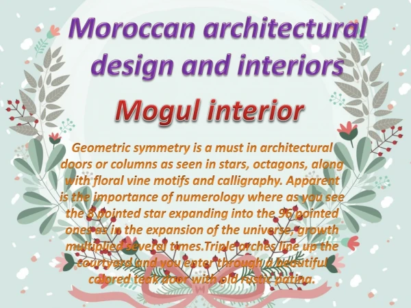 Moroccan architectural design and interiors