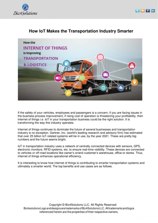 How IoT Makes Transportation Industry Smarter?
