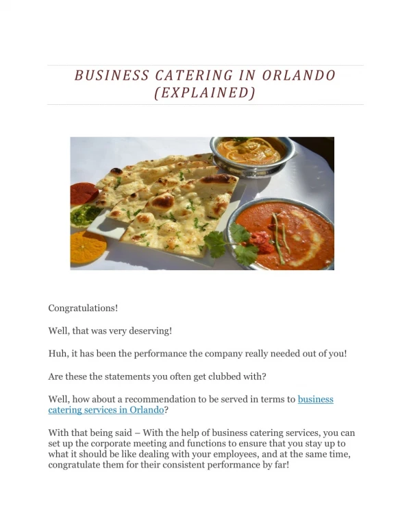 Business Catering in Orlando (Explained)