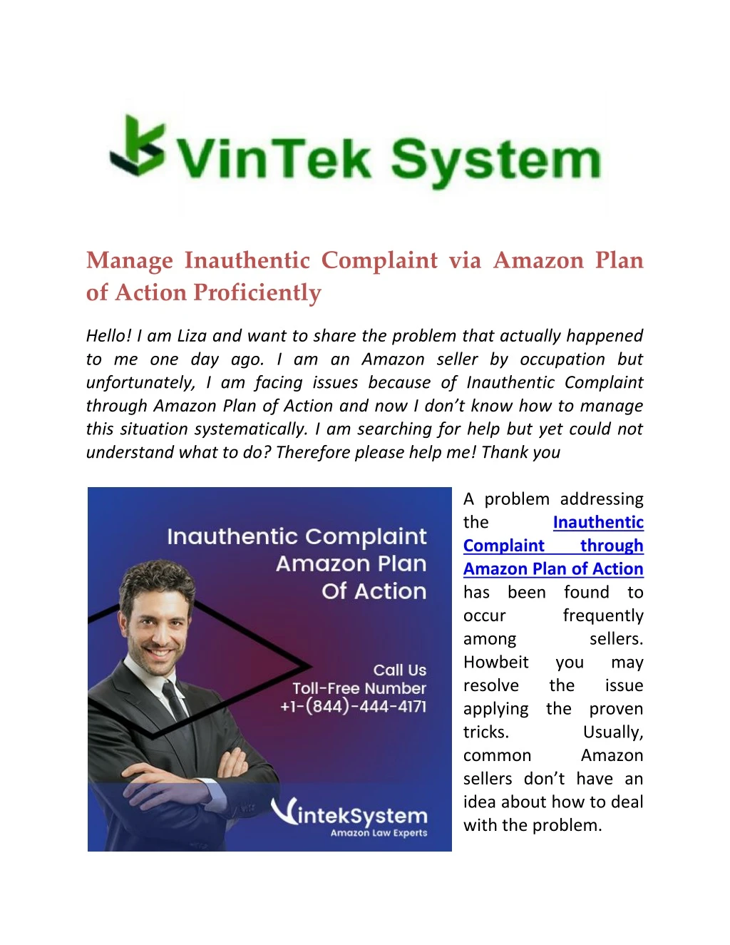 manage inauthentic complaint via amazon plan