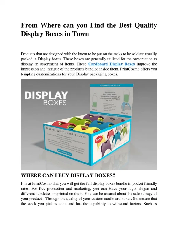 From Where can you Find the Best Quality Display Boxes in Town