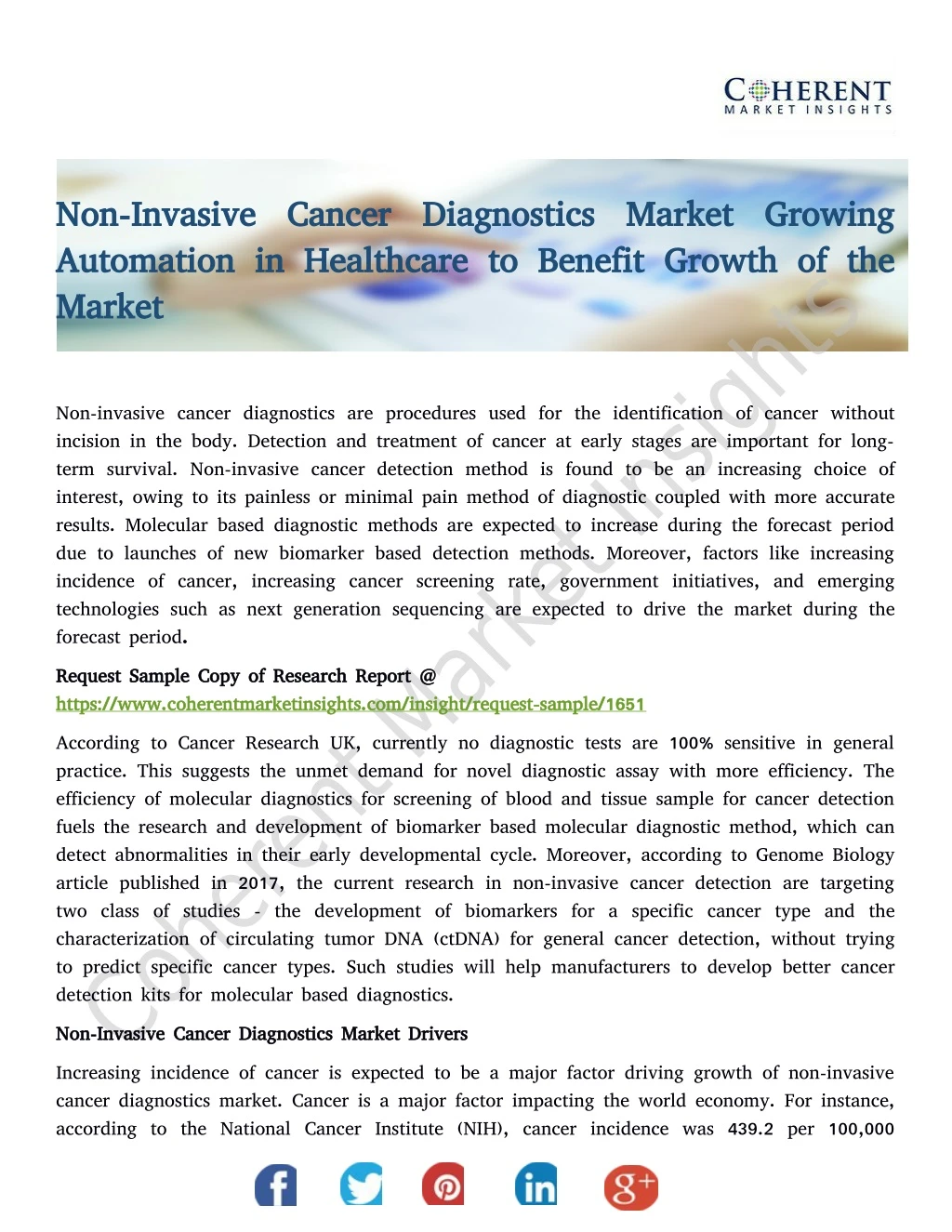 non invasive cancer diagnostics market growing
