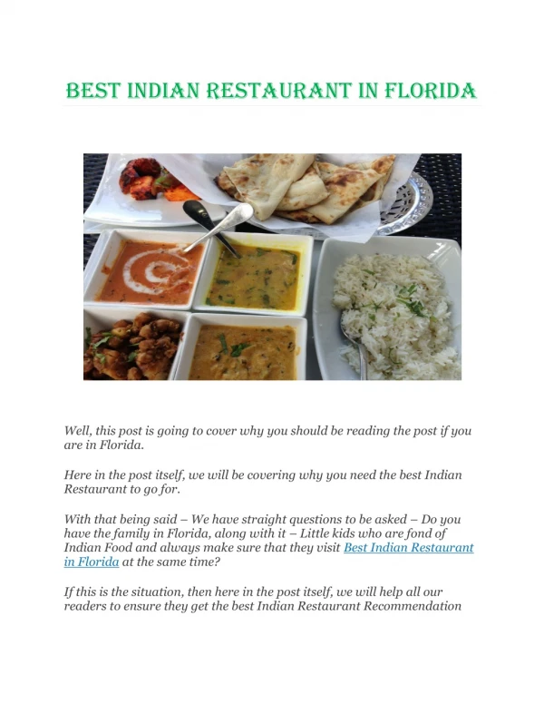 Best Indian Restaurant in Florida