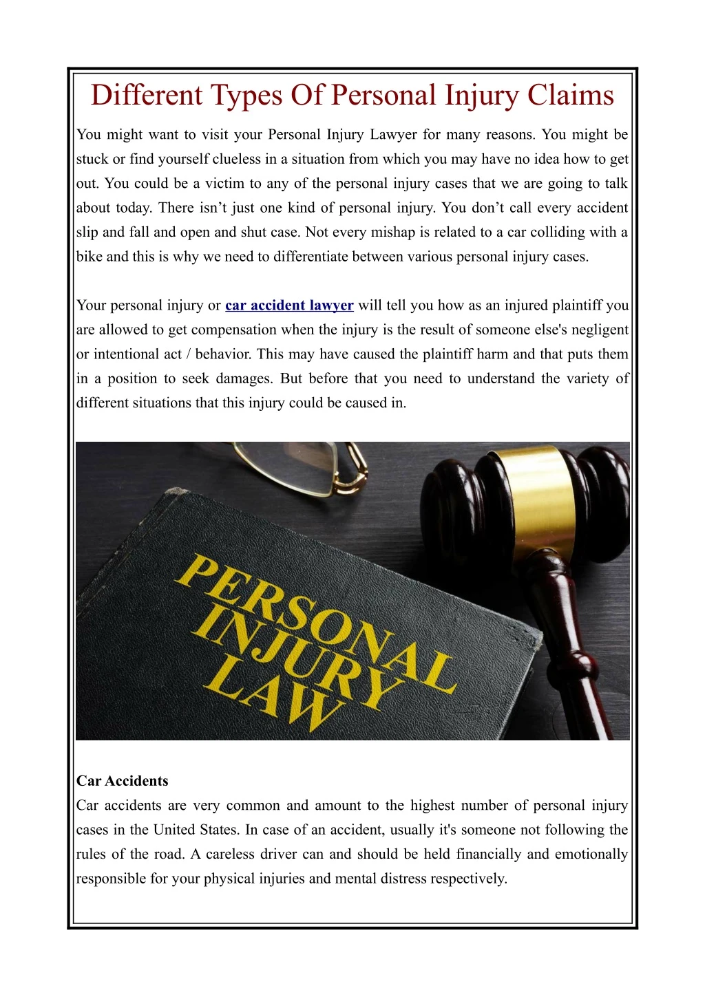 different types of personal injury claims