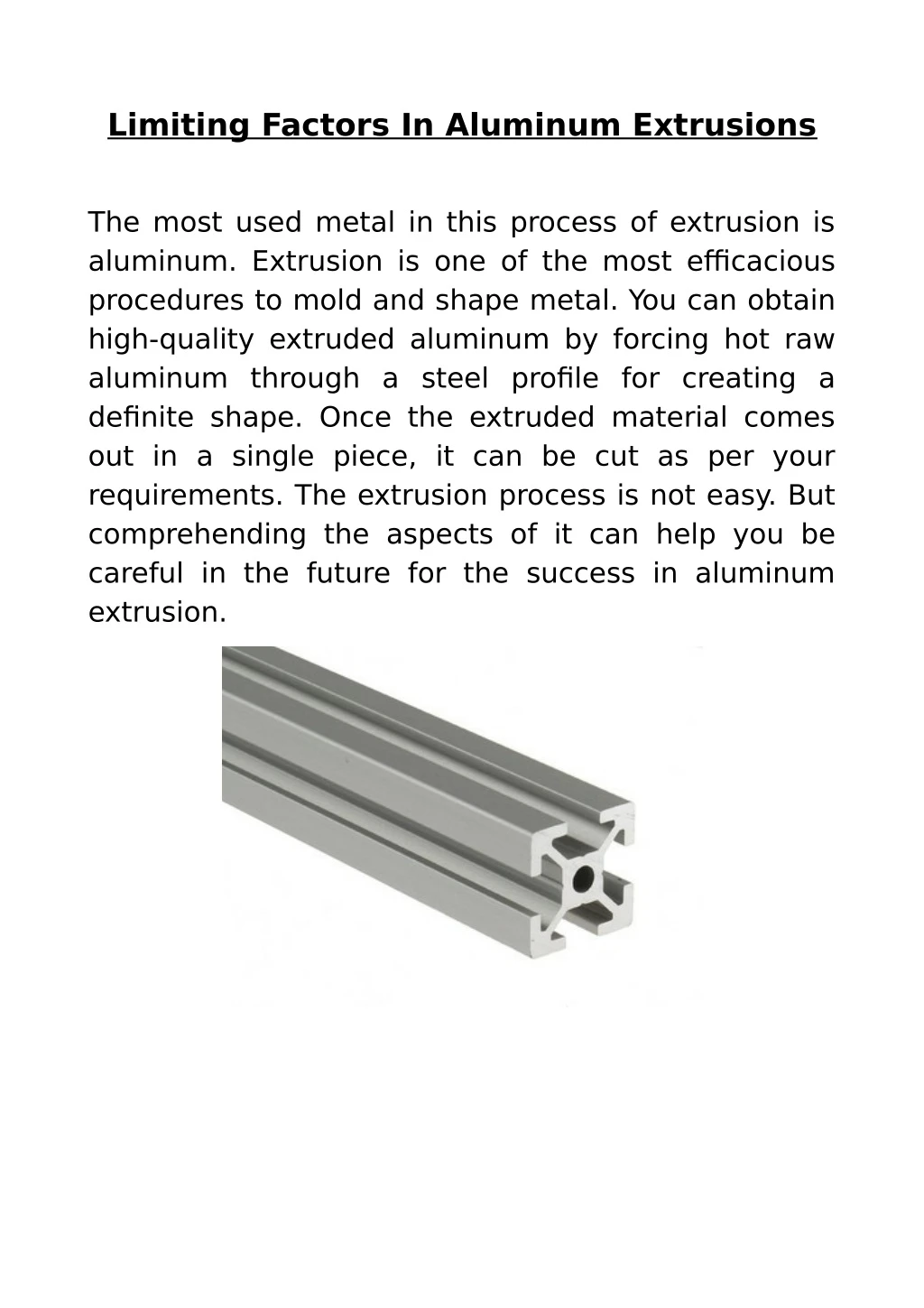 limiting factors in aluminum extrusions