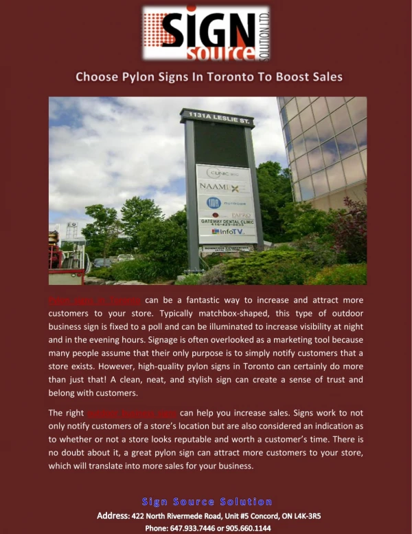 Choose Pylon Signs in Toronto to Boost Sales