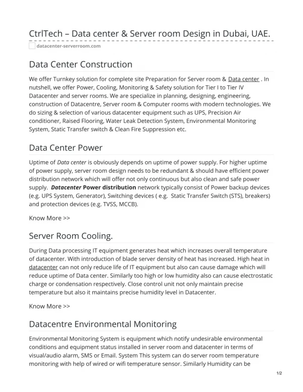 CtrlTech – Data center & Server room Design in Dubai, UAE. #DataCenterConstruction #DatacenterPowerdistribution
