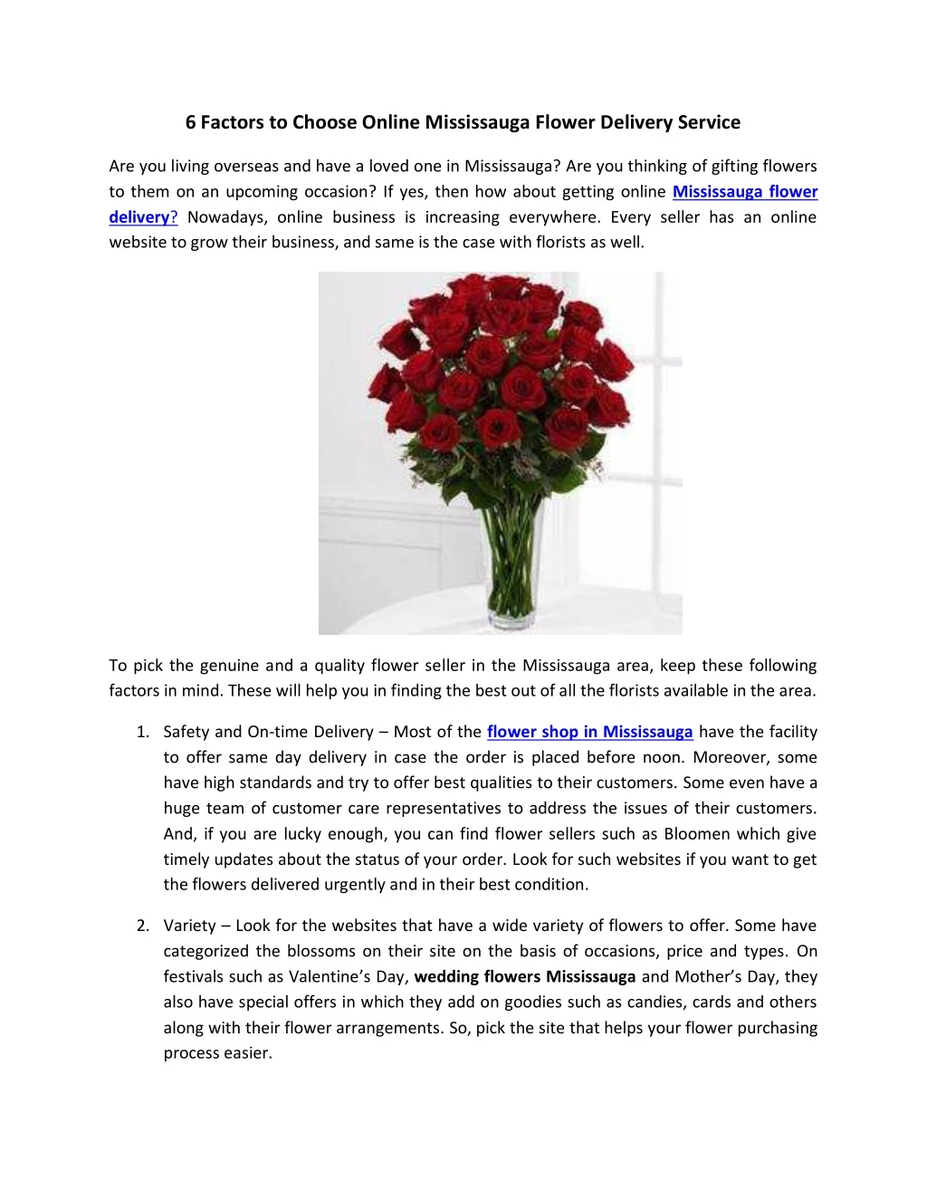 6 factors to choose online mississauga flower