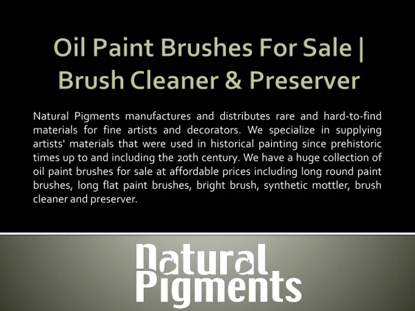 Oil Paint Brushes For Sale | Brush Cleaner & Preserver
