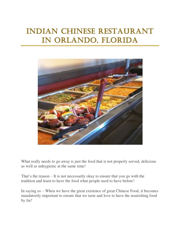 Indian Chinese Restaurant in Orlando, Florida