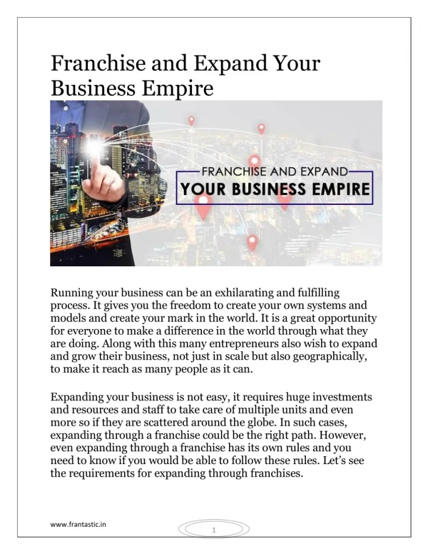 Franchise and Expand Your Business Empire