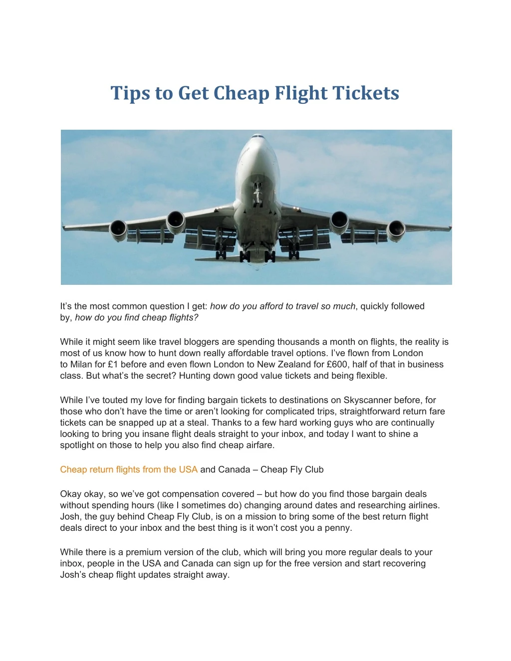 tips to get cheap flight tickets