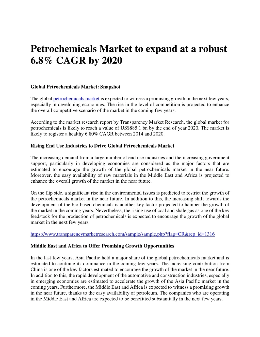 petrochemicals market to expand at a robust