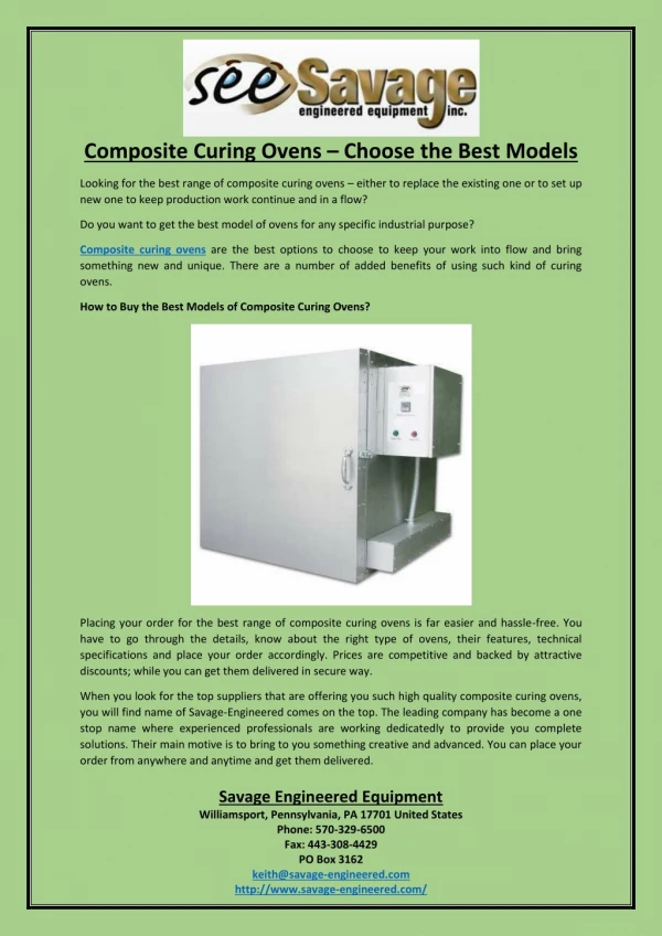 Composite Curing Ovens Choose the Best Models