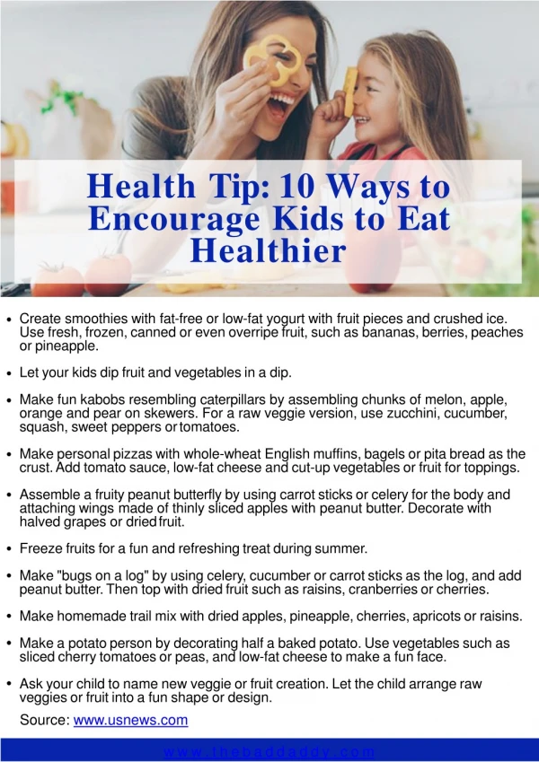 Health Tip: 10 Ways to Encourage Kids to Eat Healthier