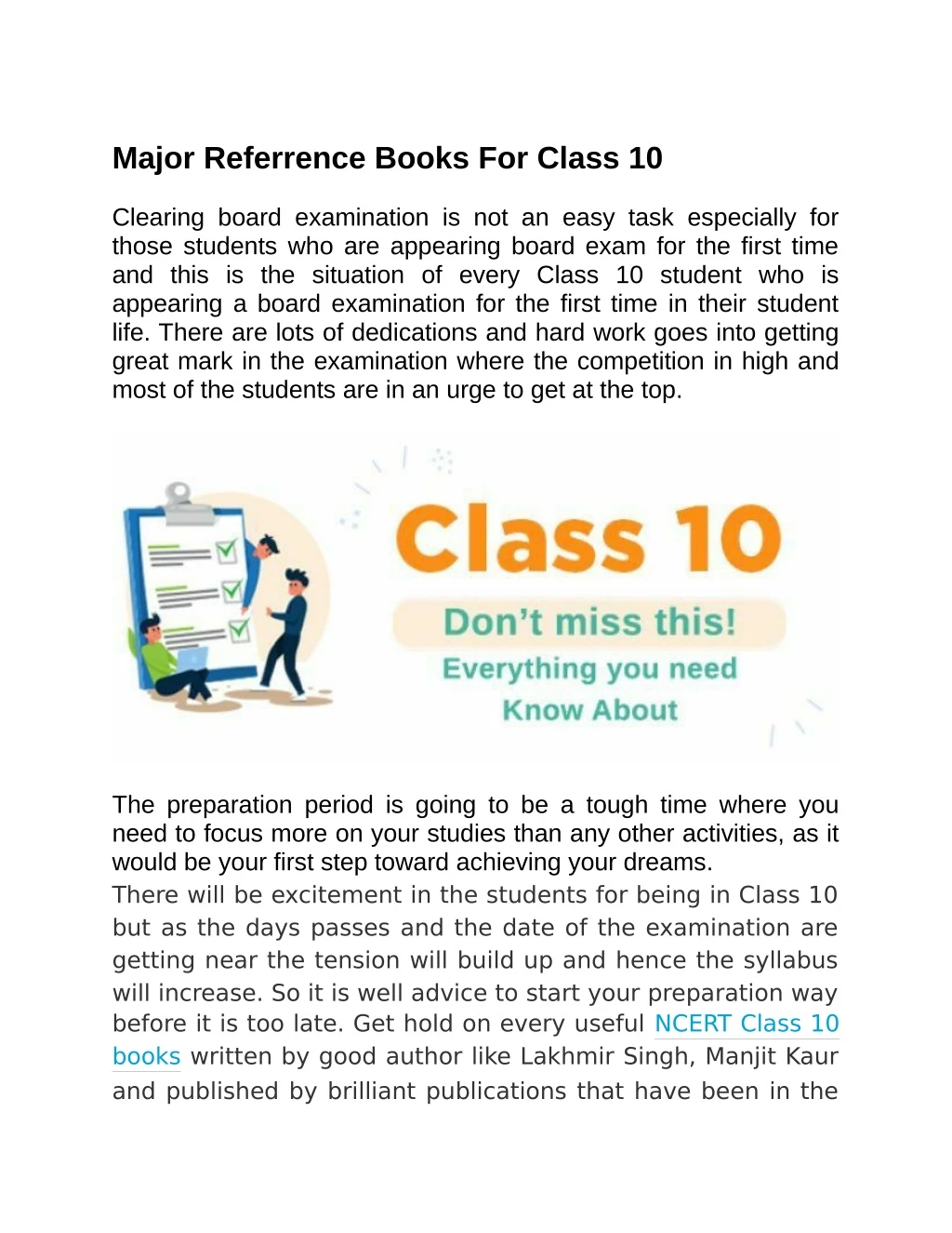 major referrence books for class 10 clearing