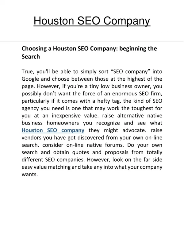 Houston SEO Company