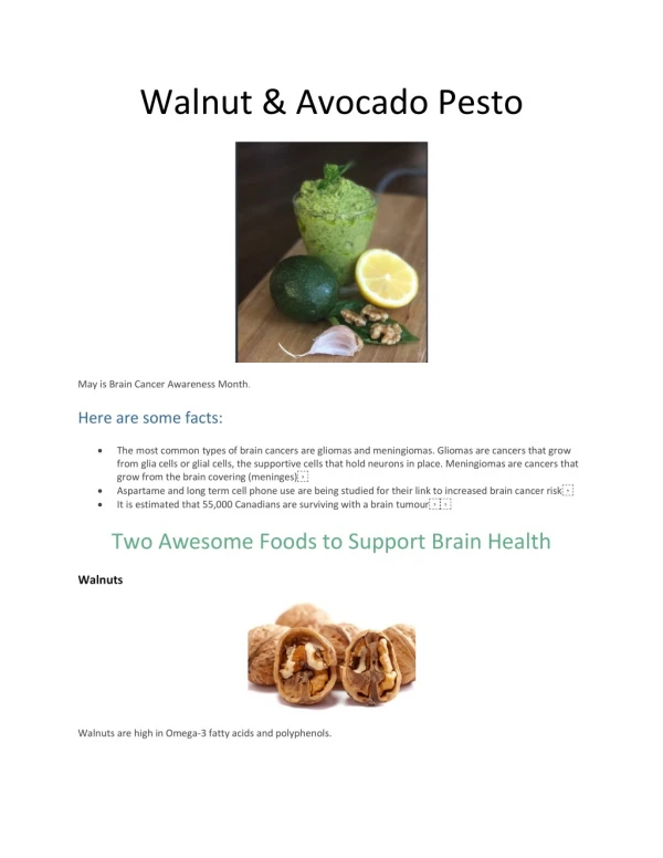 Walnut & Avocado Pesto - Cathy Biase