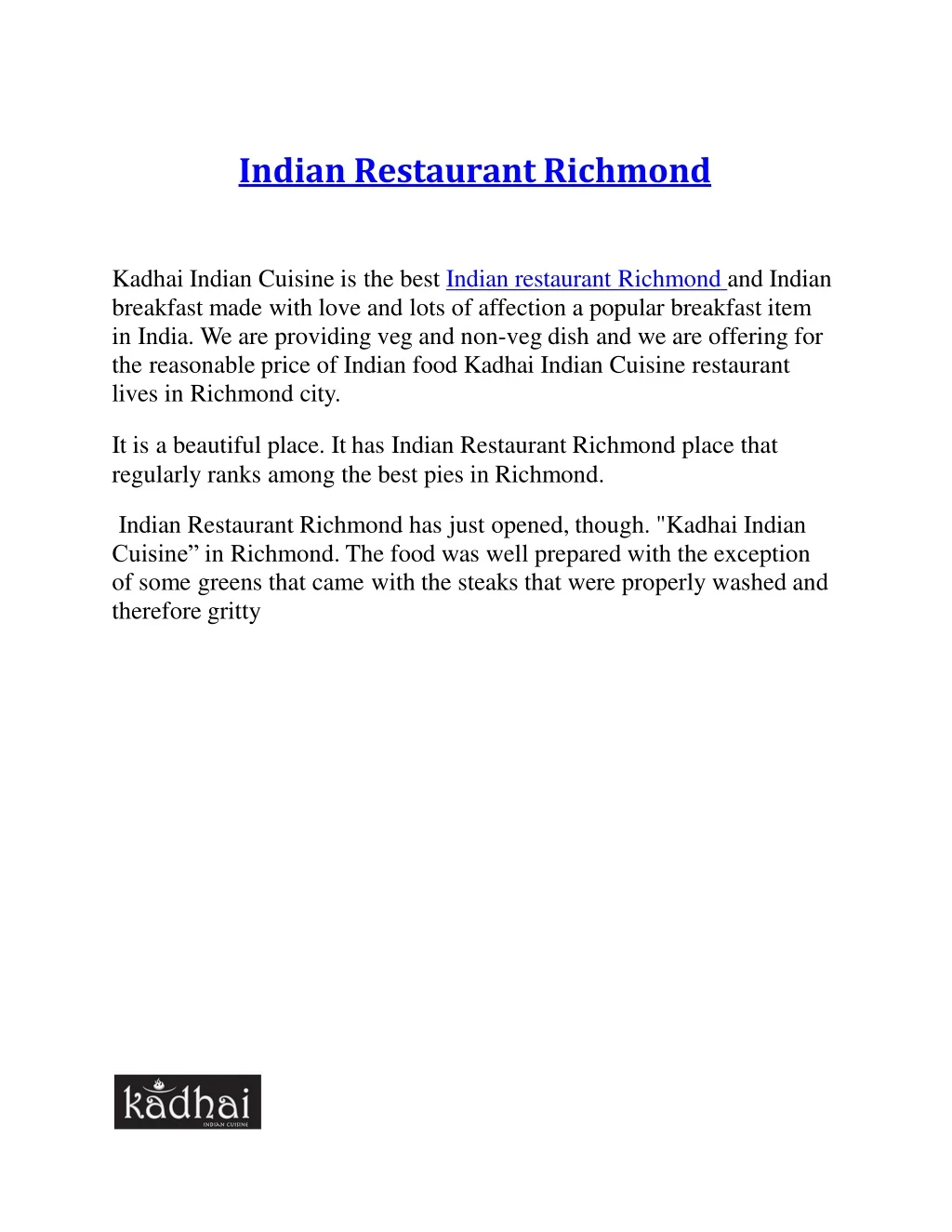 indian restaurant richmond