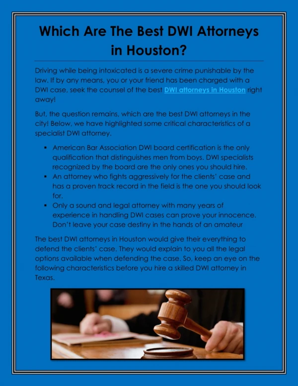 Which Are The Best DWI Attorneys in Houston?
