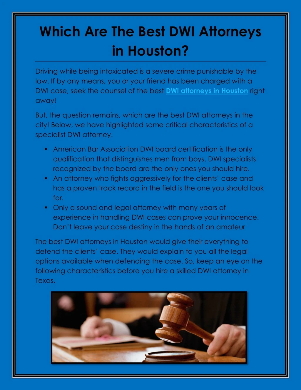 which are the best dwi attorneys in houston