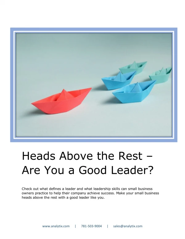 Heads Above the Rest - Are You a Good Leader?