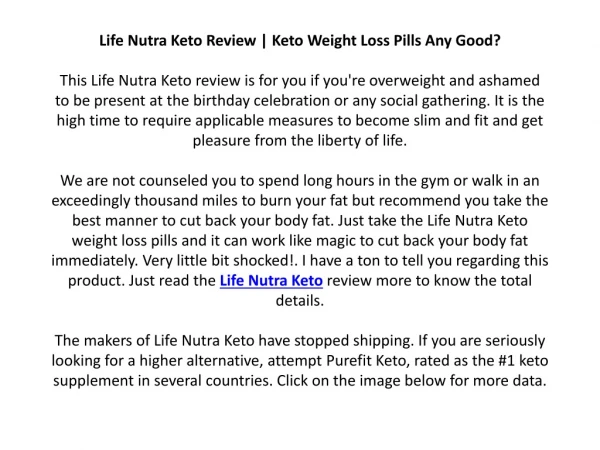 Life Nutra Keto Review | Safe And Effective Weight Loss Pills?