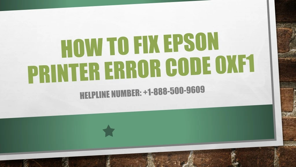 how to fix epson printer error code 0xf1