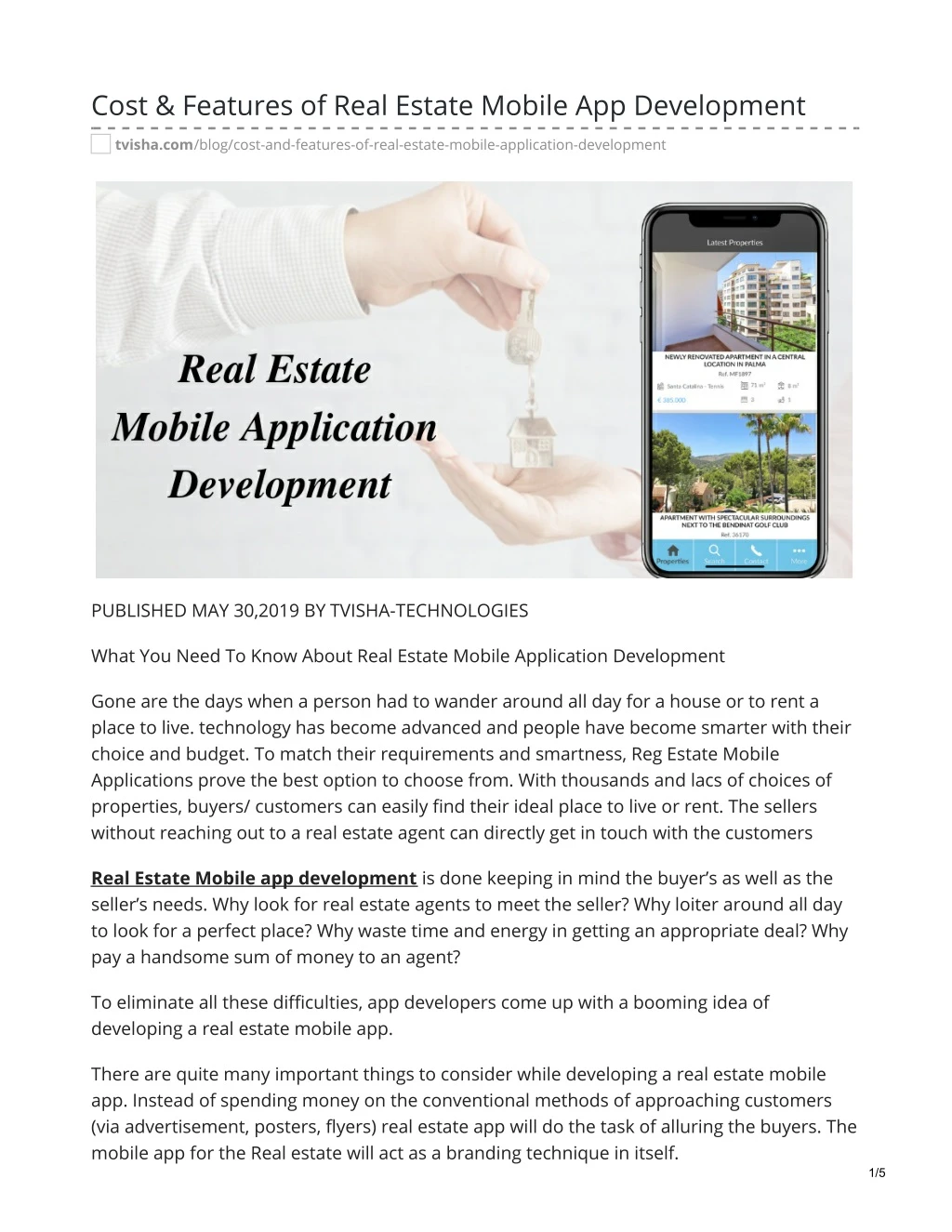 cost features of real estate mobile