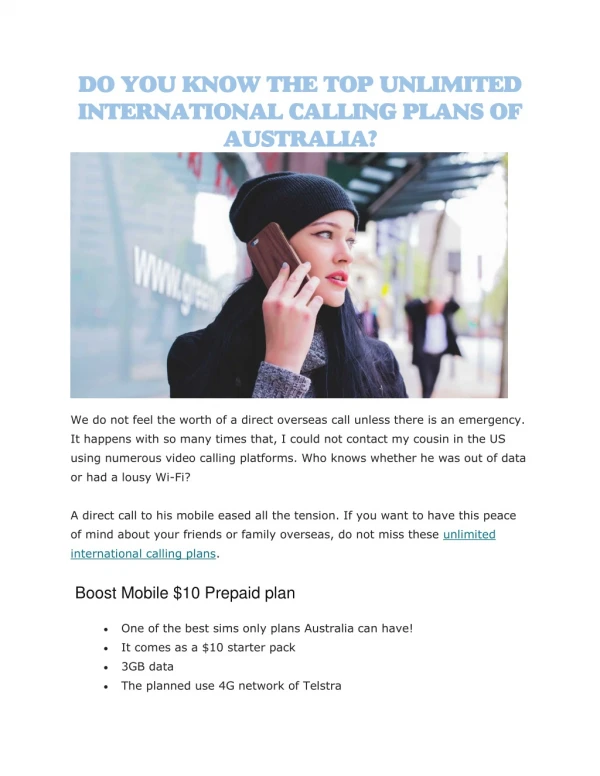 Unlimited international calling plans