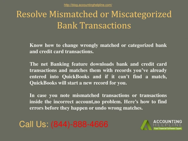 Resolve Mismatched or Miscategorized Bank Transactions