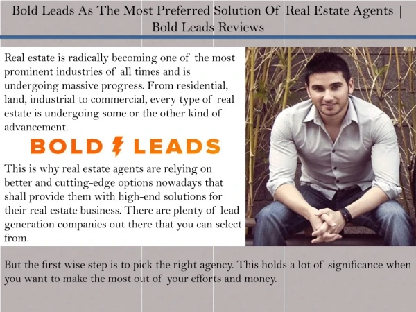 Bold Leads As The Most Preferred Solution Of Real Estate Agents | Boldleads Reviews