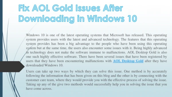 Fix AOL Gold Issues after Downloading in Windows 10