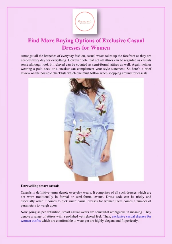 Find More Exclusive Casual Dresses Buying Options for Women