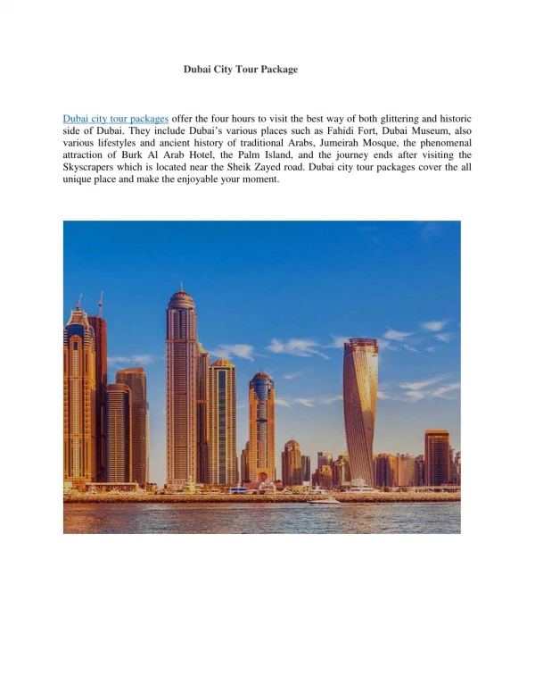 Dubai city tour package 2019