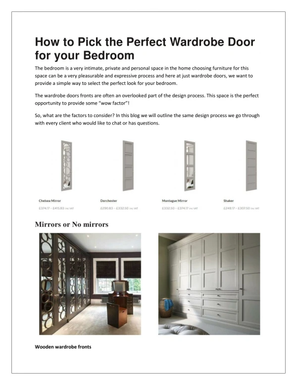 How to Pick the Perfect Wardrobe Door for your Bedroom