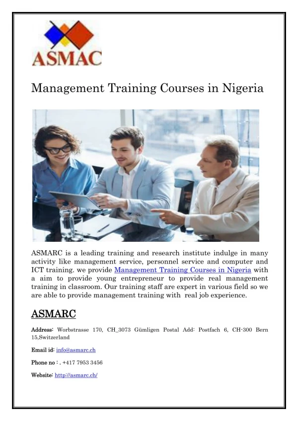 Management training courses in nigeria