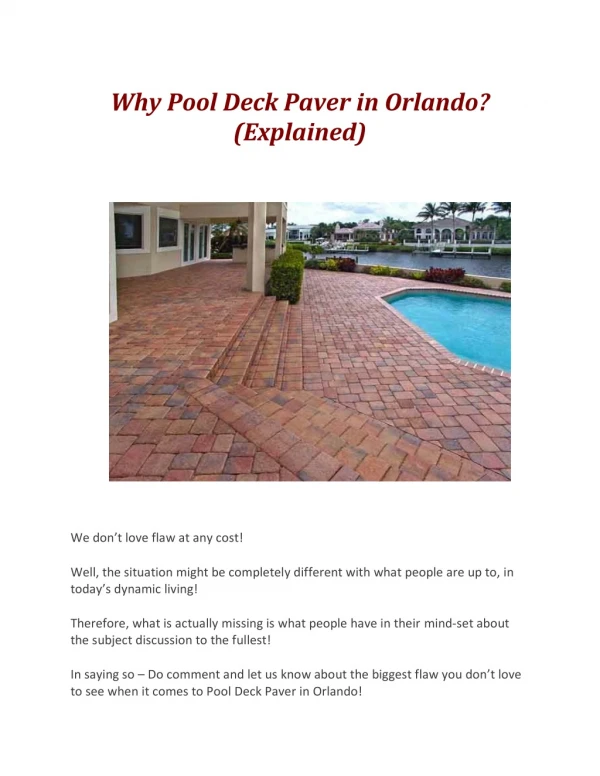 Why Pool Deck Paver in Orlando? (Explained)
