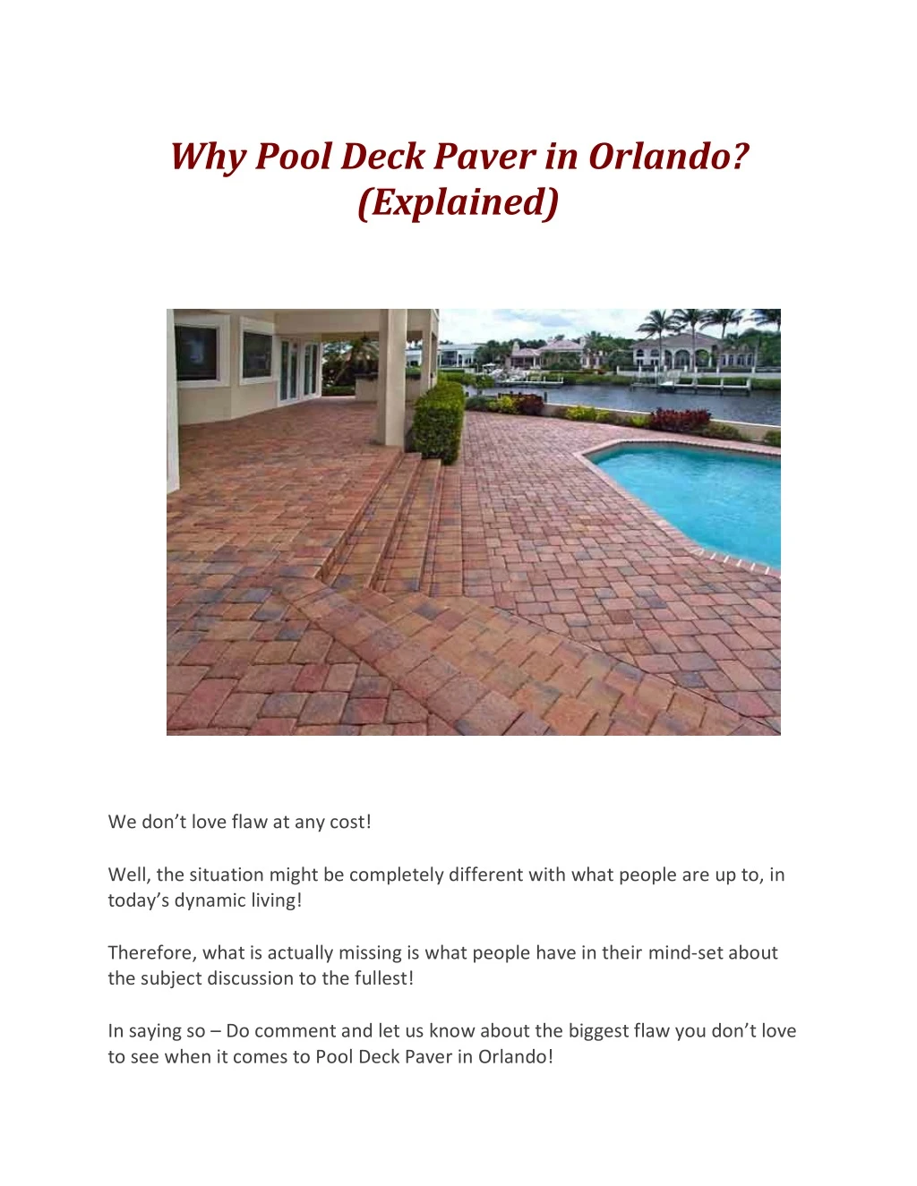 why pool deck paver in orlando explained