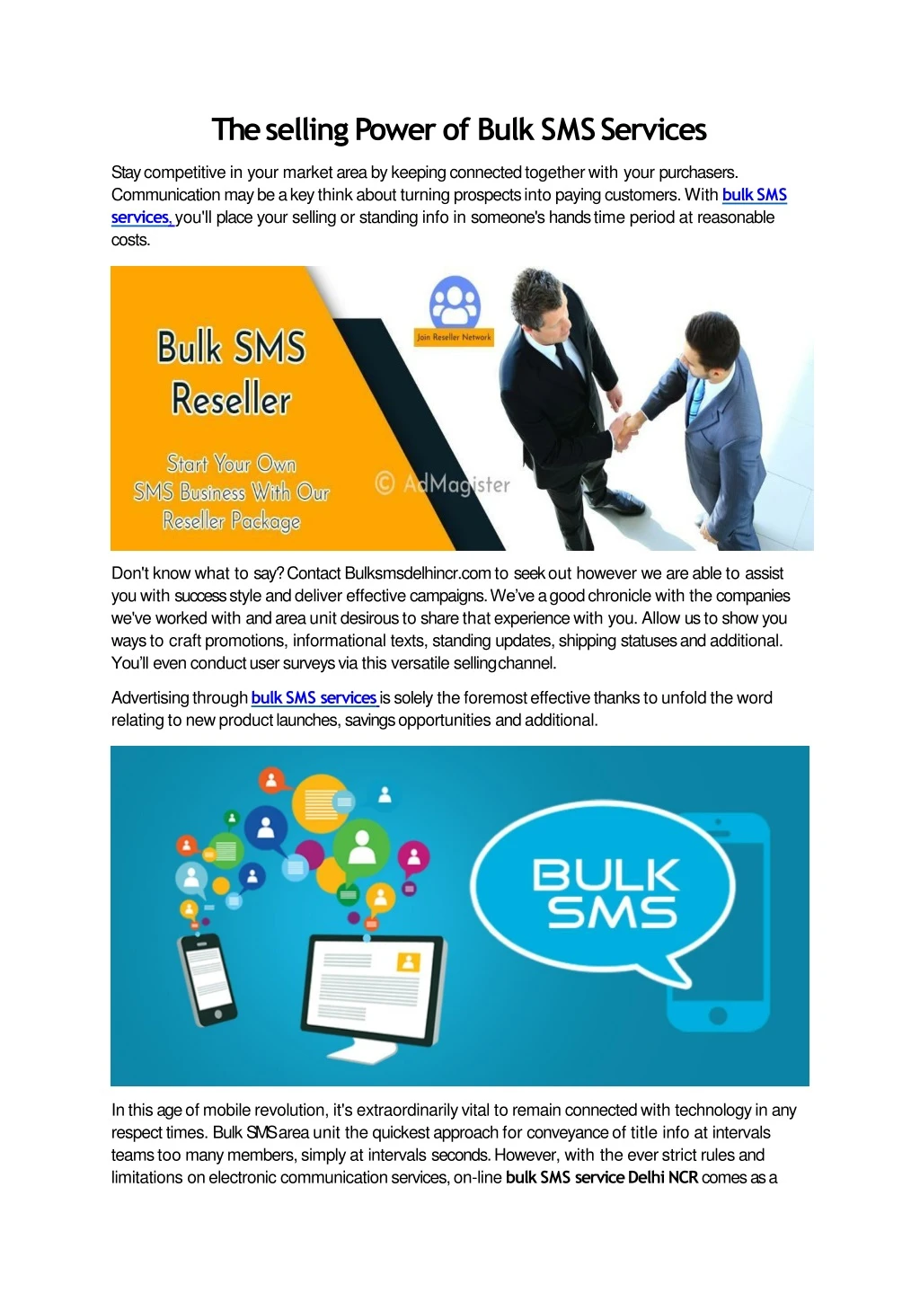 the selling power of bulk sms services stay