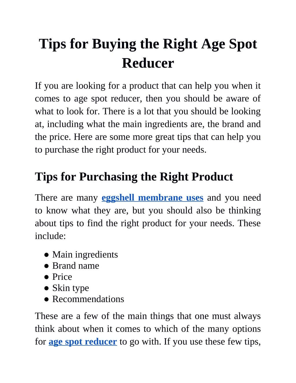 tips for buying the right age spot reducer