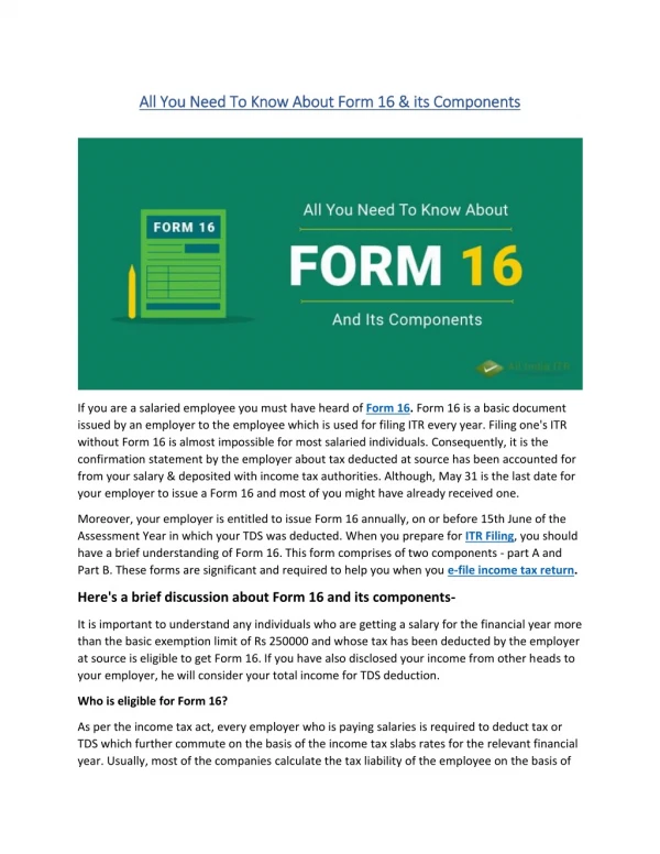 All You Need To Know About Form 16 & its Components