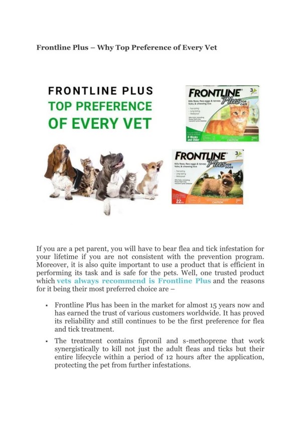 Frontline Plus – Top Preference of Every Vet
