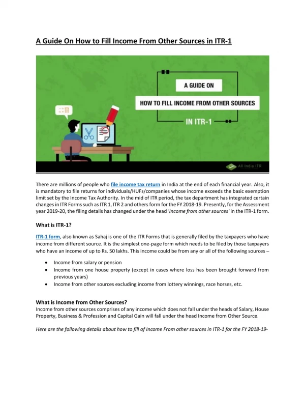 a guide on how to fill income from other sources