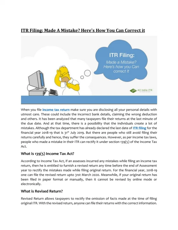 ITR Filing: Made A Mistake? Here's How You Can Correct it