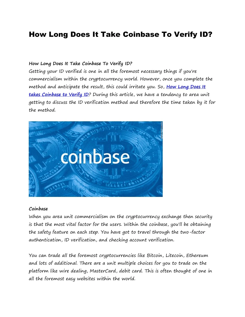 how long does it take coinbase to verify id