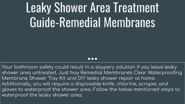 Leaky Shower Area Treatment Guide-Remedial Membranes