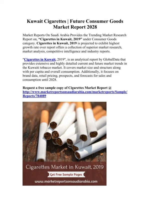 Exclusive Report On Kuwait Cigarettes Market : Growth, Size And Forecast till 2028