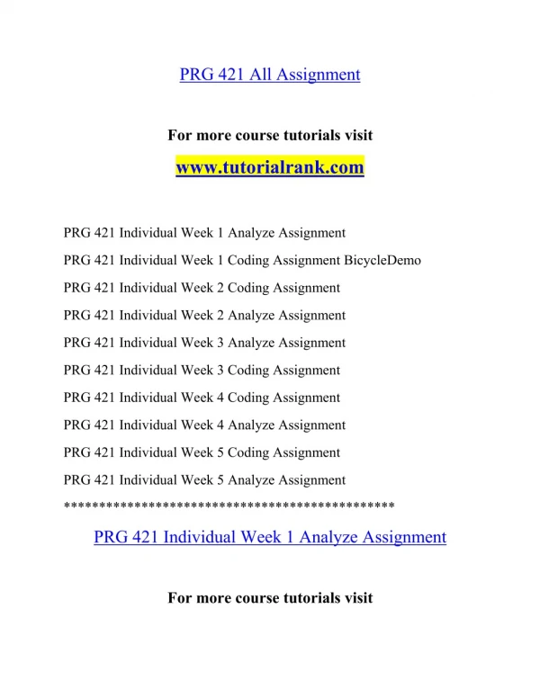 PRG 421 Inspiring Innovation- tutorialrank.com
